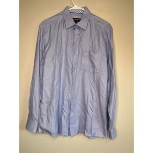 Johnston & Murphy Light Blue Geometric Dot Career Office Work Oxford Shirt M